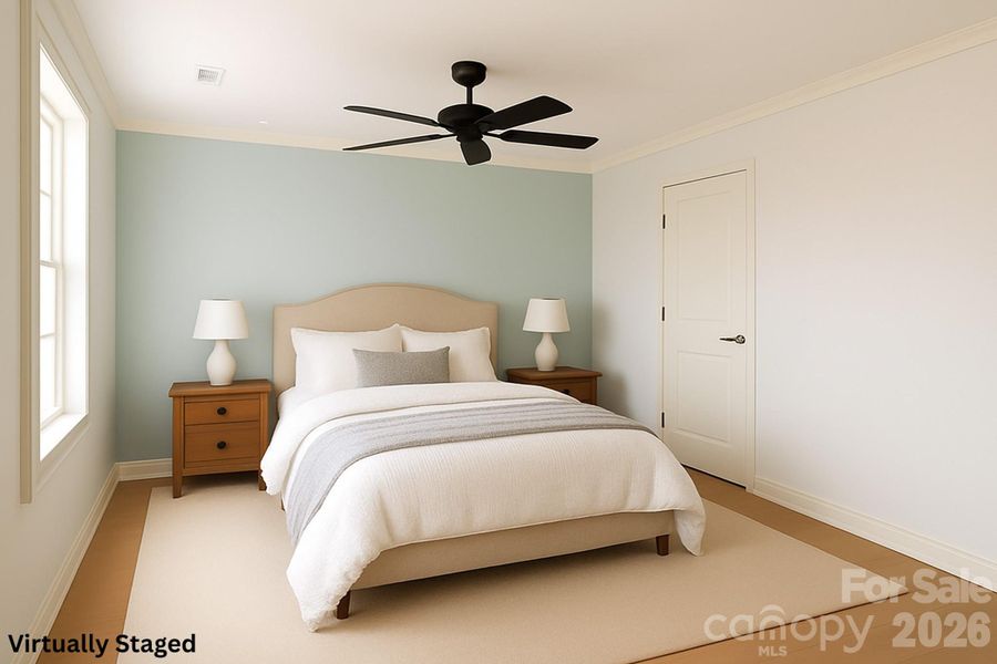 Primary bedroom virtually staged