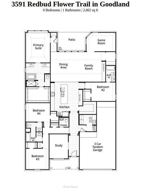 2D floor plan layout of this home in Goodland, Midlothian, TX (Image 3).