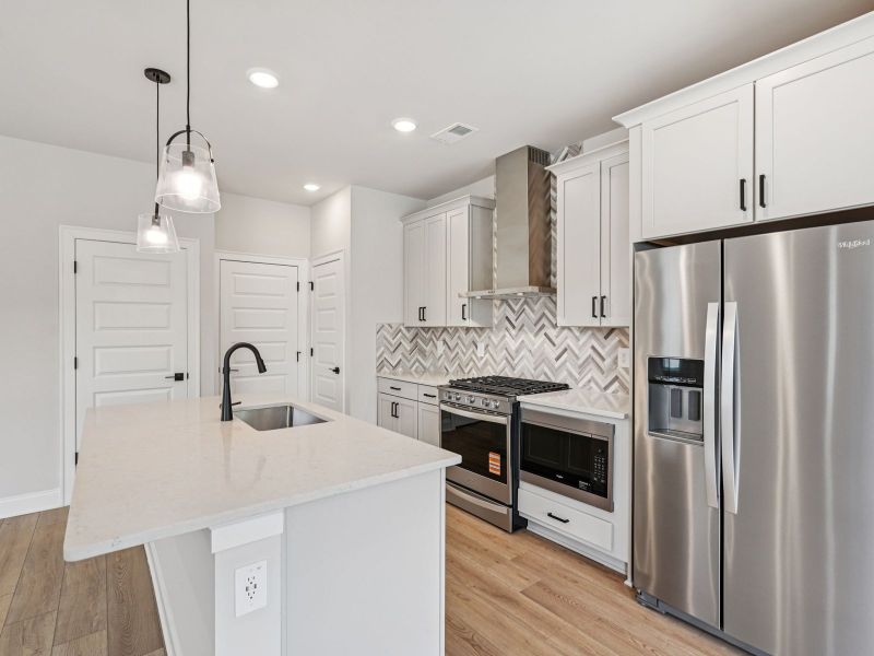 The Dallas Basement floorplan with the Modern Rustic Harbor interior package.