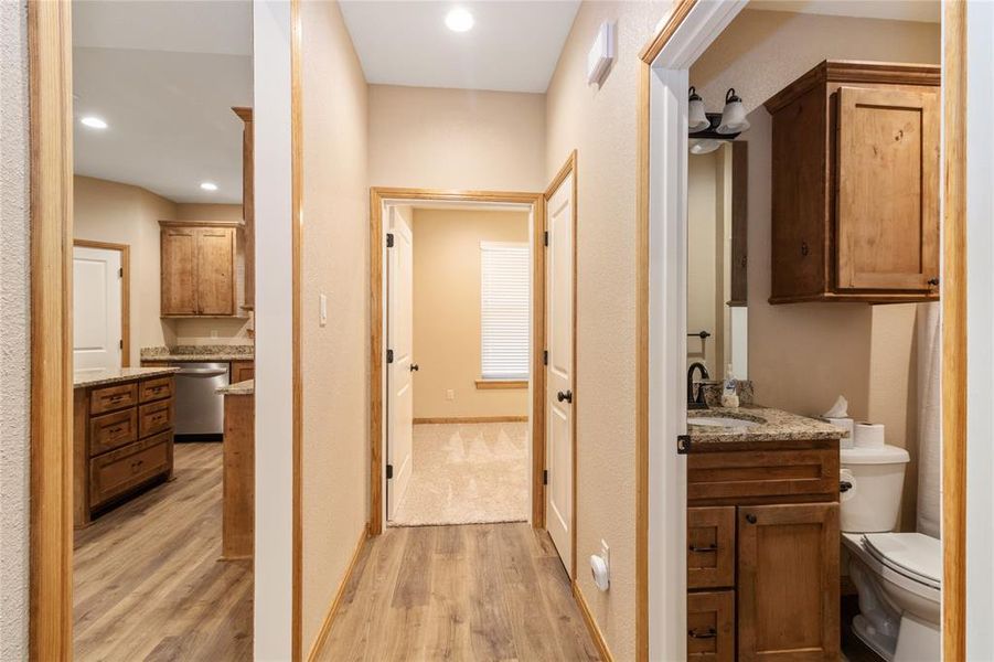 Hallway between guest bedrooms