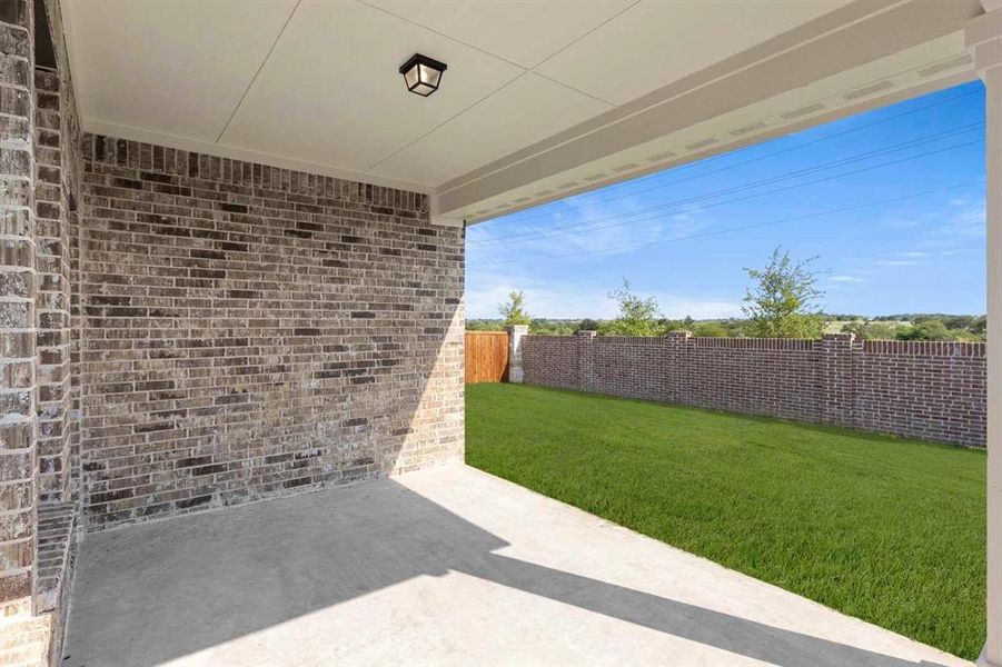 Exterior details and patio area of a home in Brookshire at Legacy Hills-50s, Celina (Image 4).