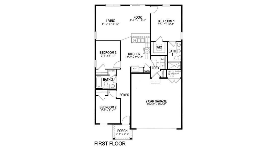2D floor plan layout for the Adair by D.R. Horton in The Ridge at Lorson Ranch, Colorado Springs, CO (Image 3). 2D floor plan layout for the Adair by D.R. Horton in The Ridge at Lorson Ranch, Colorado Springs, CO (Image 3).
