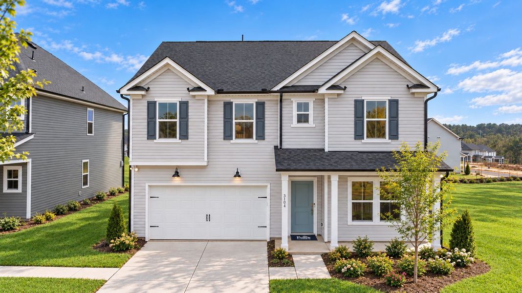 Representative exterior photo of a completed home built from the Hampton by Pulte Homes in Solana, Durham, NC (Image 24).