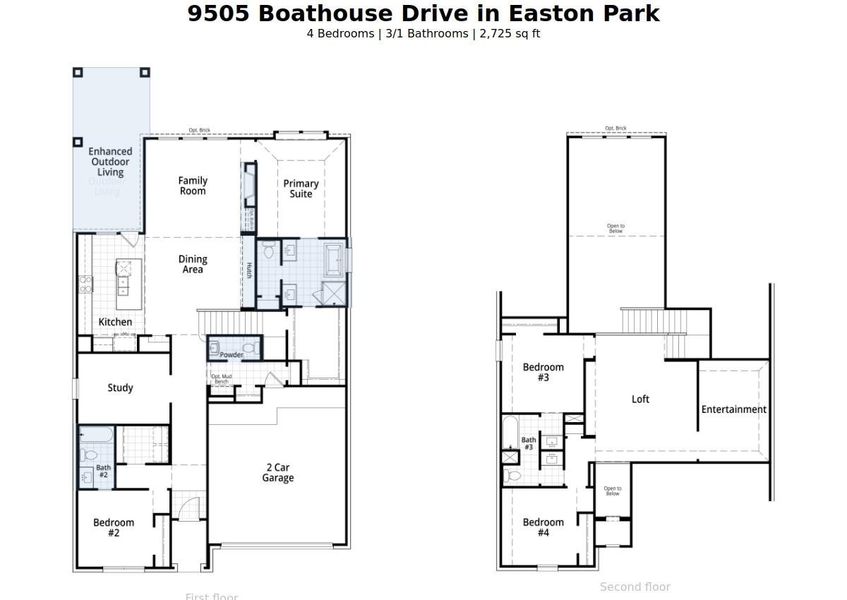 2D floor plan layout of this home in Easton Park, Austin, TX (Image 3). 2D floor plan layout of this home in Easton Park, Austin, TX (Image 3).