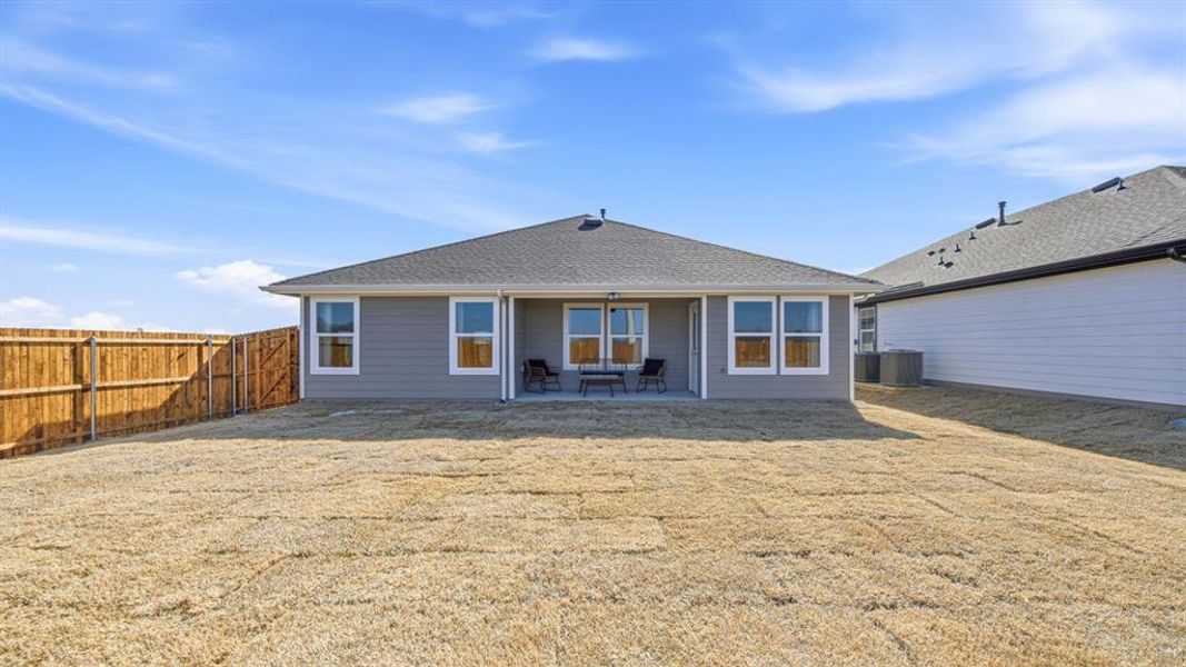 Backyard- All Home and community information, including pricing, included features, terms, availability and amenities, are subject to change at any time without notice or obligation. All Drawings, pictures, photographs, video, square footages, floor plans, elevations, features, colors and sizes are approximate for illustration purposes only and will vary from the homes as built.