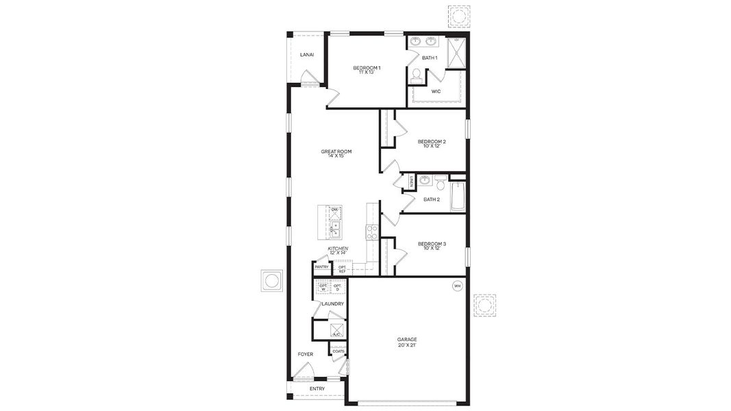 2D floor plan layout for the Downing Ii by D.R. Horton in Crosswinds, Haines City, FL (Image 3).