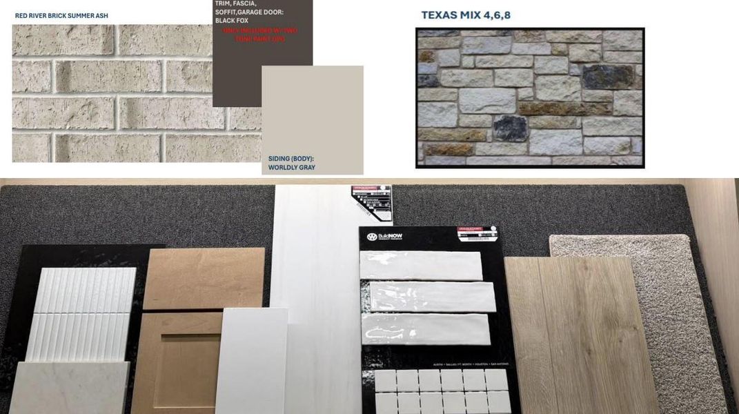 Sample of building materials used in homes in Oaks at San Gabriel, Georgetown (Image 3).
