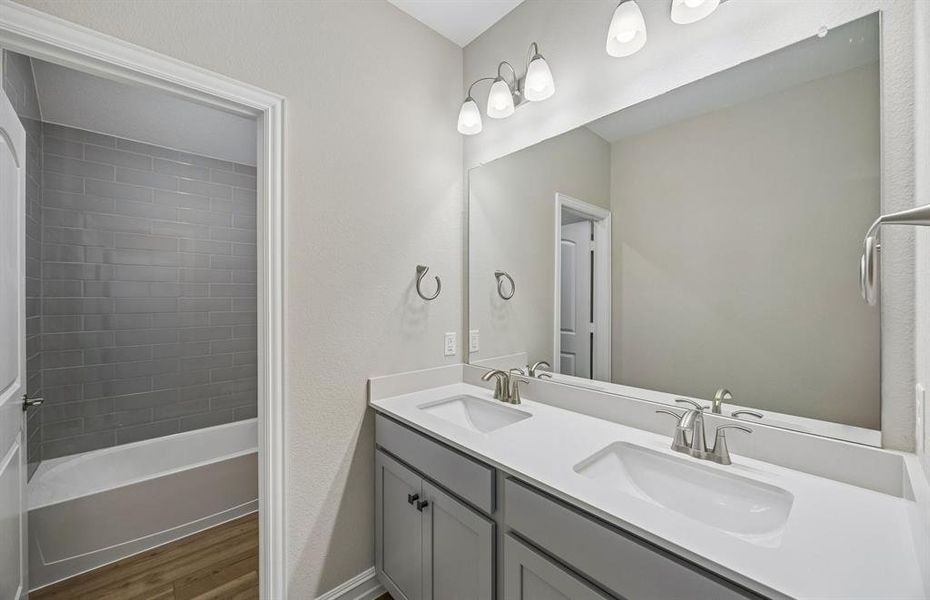Secondary bath with two vanities Secondary bath with two vanities