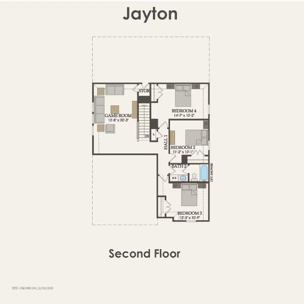 2D floor plan layout of this home in Montgomery Bend, Montgomery, TX (Image 5).