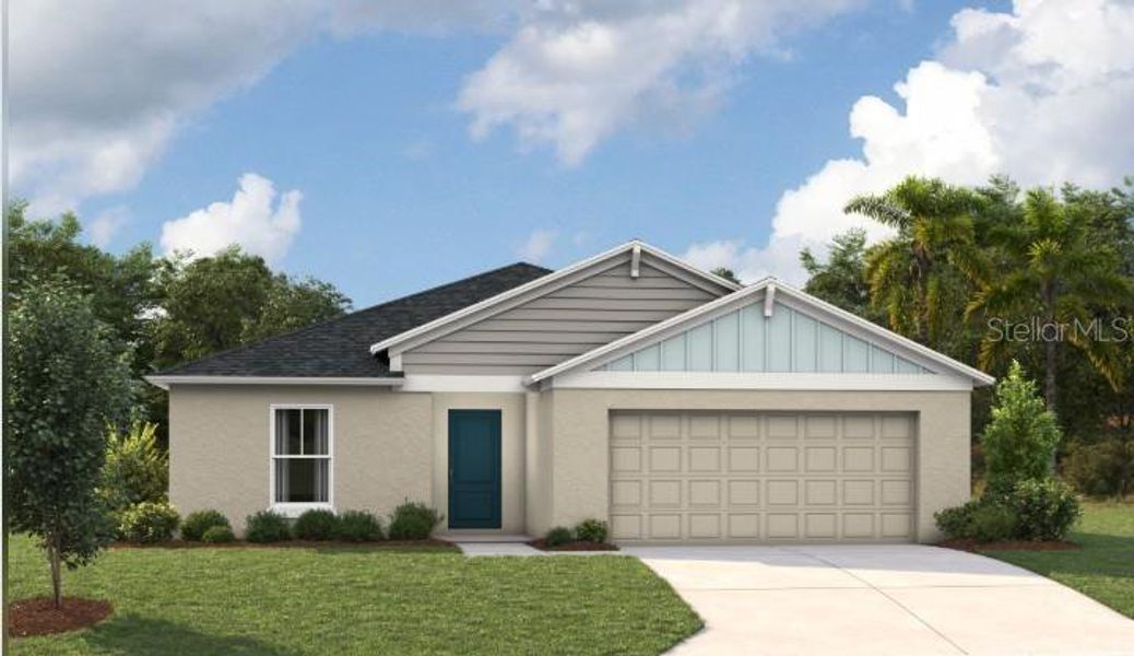 Front exterior of a new home in Crosswinds, Haines City, FL, highlighting curb appeal (Image 1). Front exterior of a new home in Crosswinds, Haines City, FL, highlighting curb appeal (Image 1).