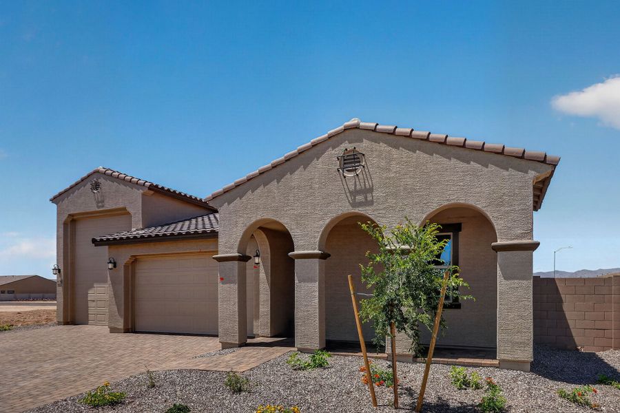 Front exterior of a new home in Allen Ranches, Litchfield Park, AZ, highlighting curb appeal (Image 24).
