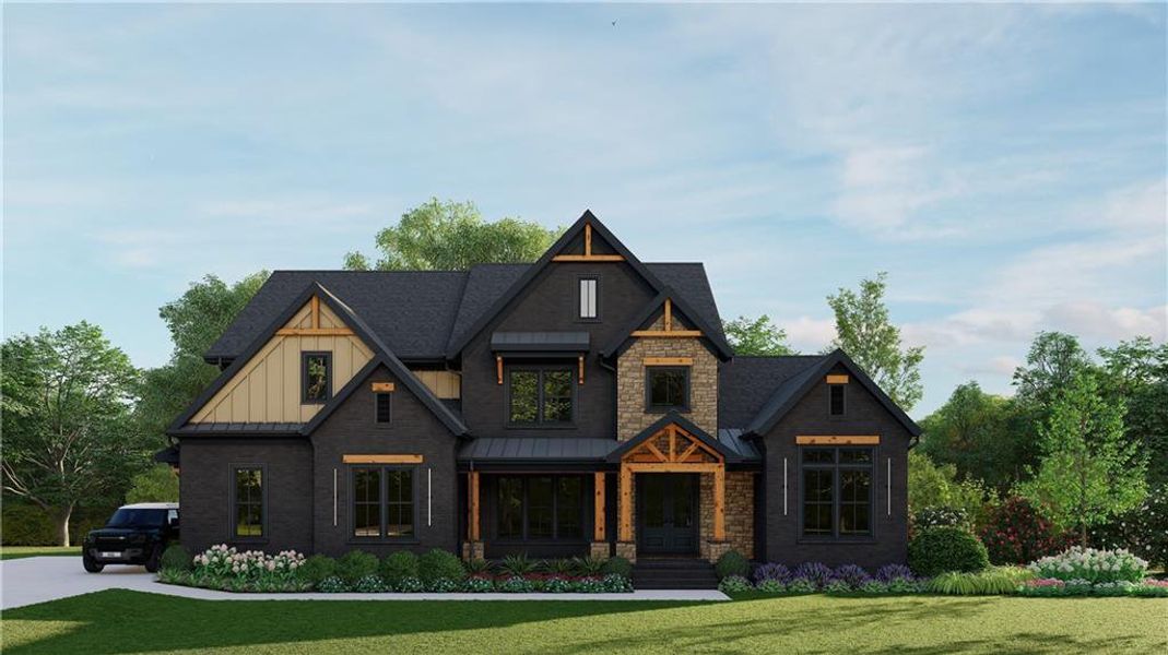 Front exterior of a new home in , Conyers, GA, highlighting curb appeal (Image 1). Front exterior of a new home in , Conyers, GA, highlighting curb appeal (Image 1).