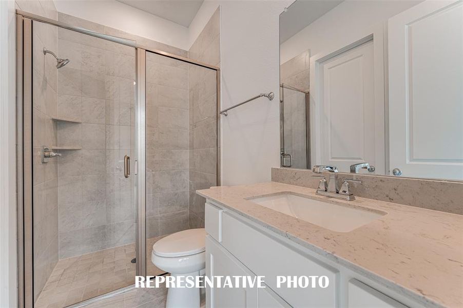 Guests will love the beautiful secondary baths in this fantastic home.  REPRESENTATIVE PHOTO.