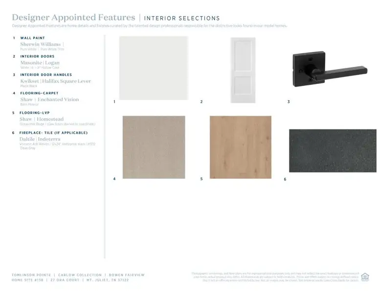Sample of building materials used in homes in Tomlinson Pointe, Mount Juliet (Image 6).