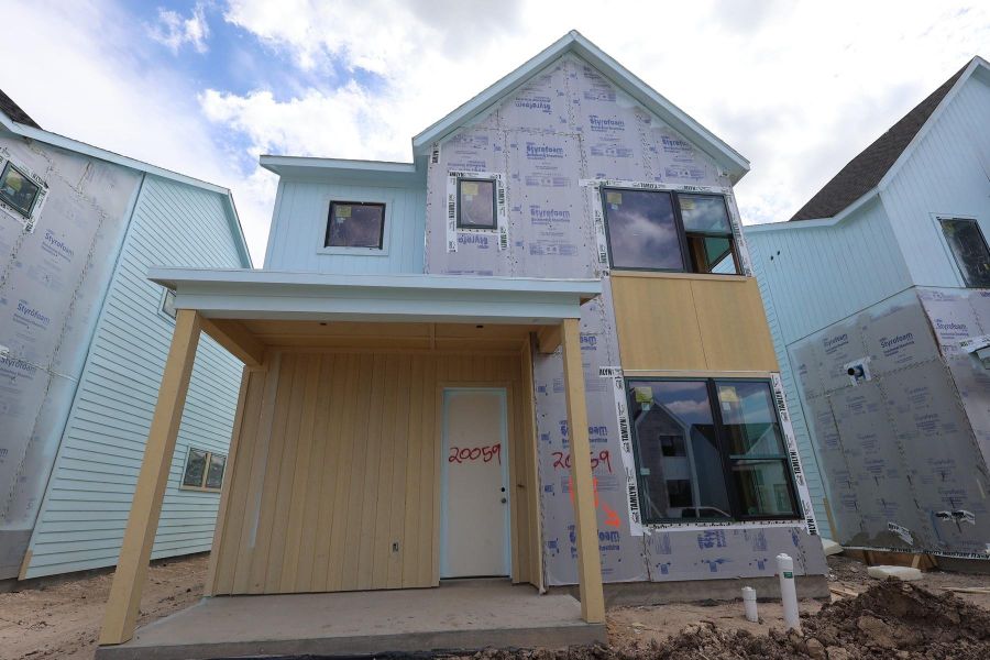 In-progress construction of a new home in Bridgeland Central: Emerald Heights - Cottages Row Collection, Cypress, TX (Image 4).