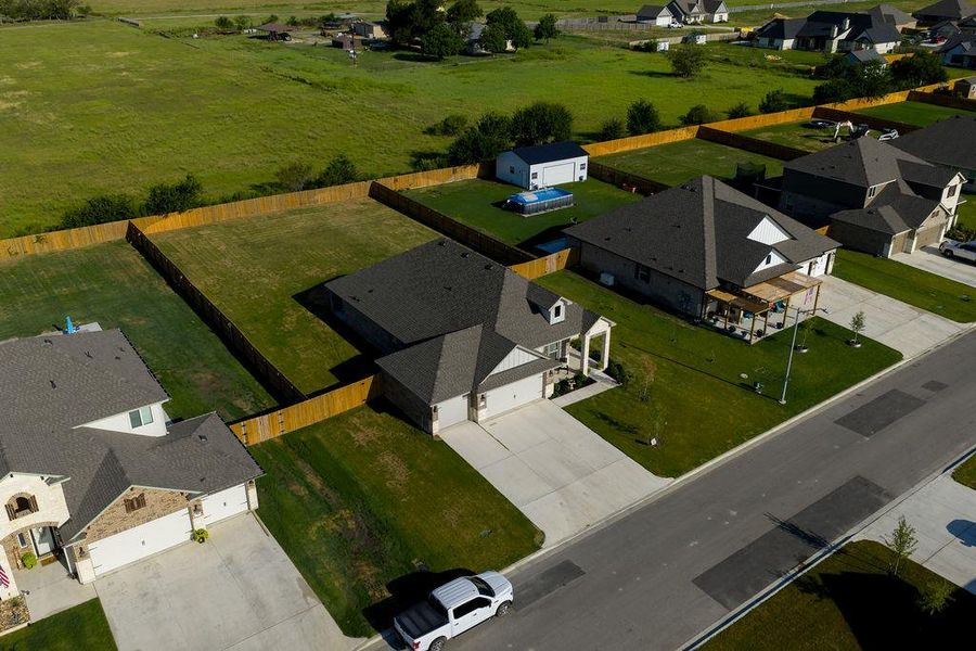 Aerial perspective of suburban area