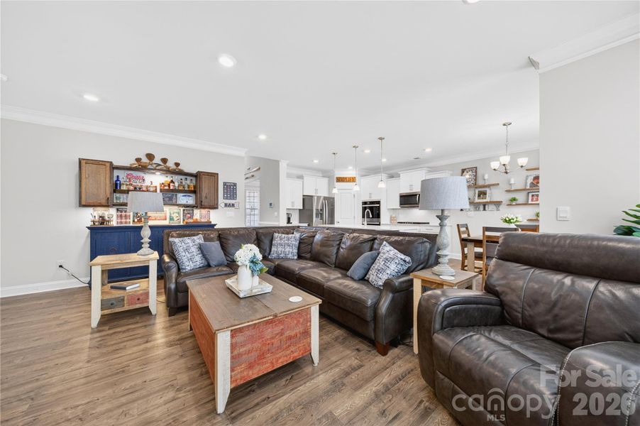 Family room can hold plenty of seating.