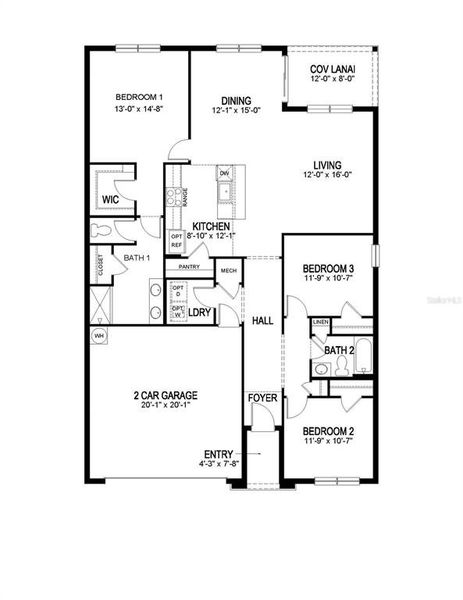 2D floor plan layout of this home in Coral Lakes - Tradition & Express, Punta Gorda, FL (Image 2).