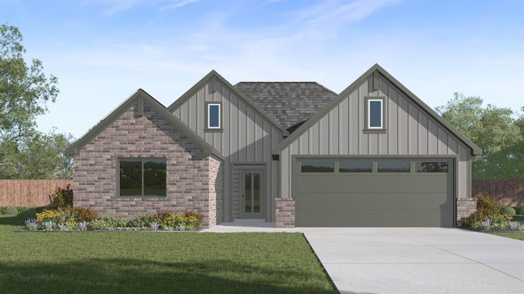 Front exterior of a new home in Blaire Lake, Tyler, TX, highlighting curb appeal (Image 1). Front exterior of a new home in Blaire Lake, Tyler, TX, highlighting curb appeal (Image 1).