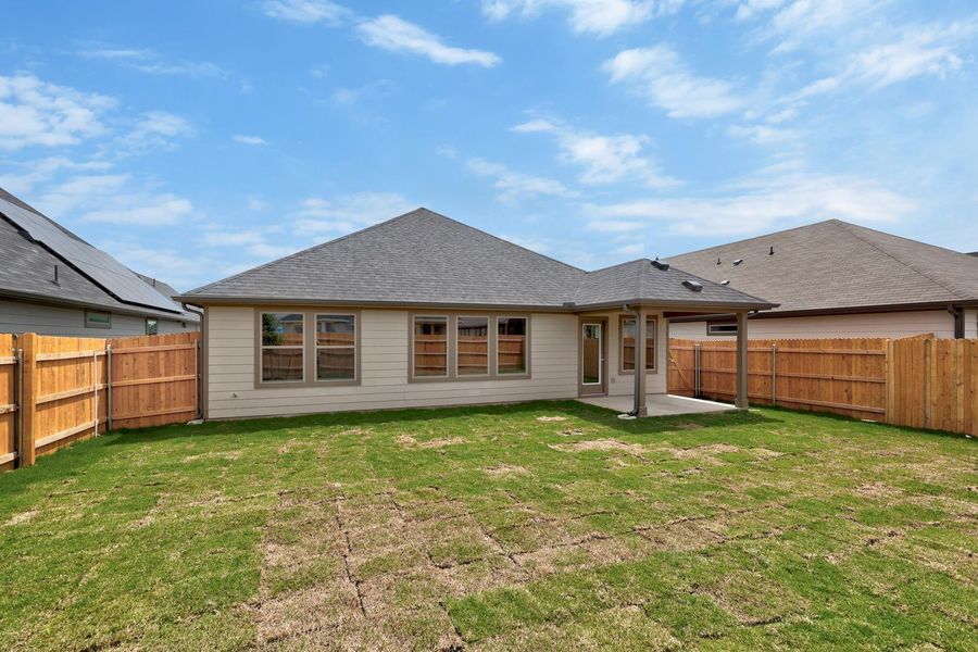 Exterior details and patio area of a home in Prairie Winds, Hutto (Image 2). Exterior details and patio area of a home in Prairie Winds, Hutto (Image 2).