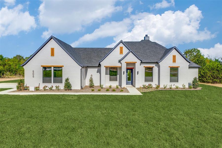 Front exterior of a new home in , Weatherford, TX, highlighting curb appeal (Image 1).