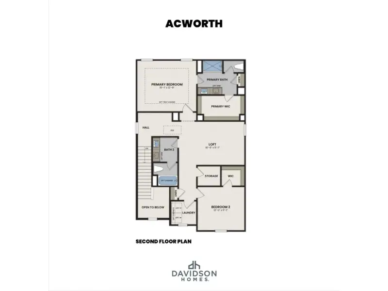 2D floor plan layout for the The Acworth D by Davidson Homes LLC in The Bluffs, Canton, GA (Image 4). 2D floor plan layout for the The Acworth D by Davidson Homes LLC in The Bluffs, Canton, GA (Image 4).