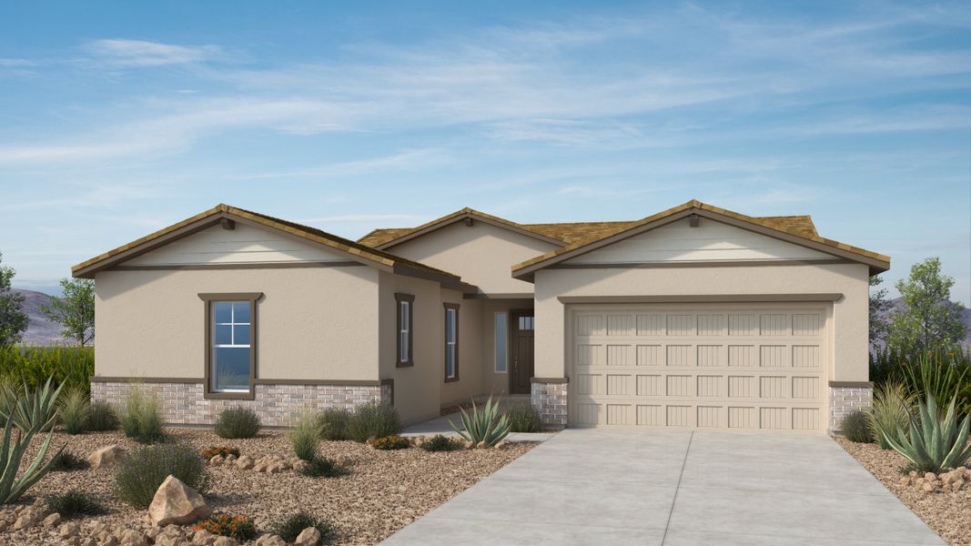Front exterior of a home in the Verdin Passage Collection community, located in Phoenix, AZ (Image 1).