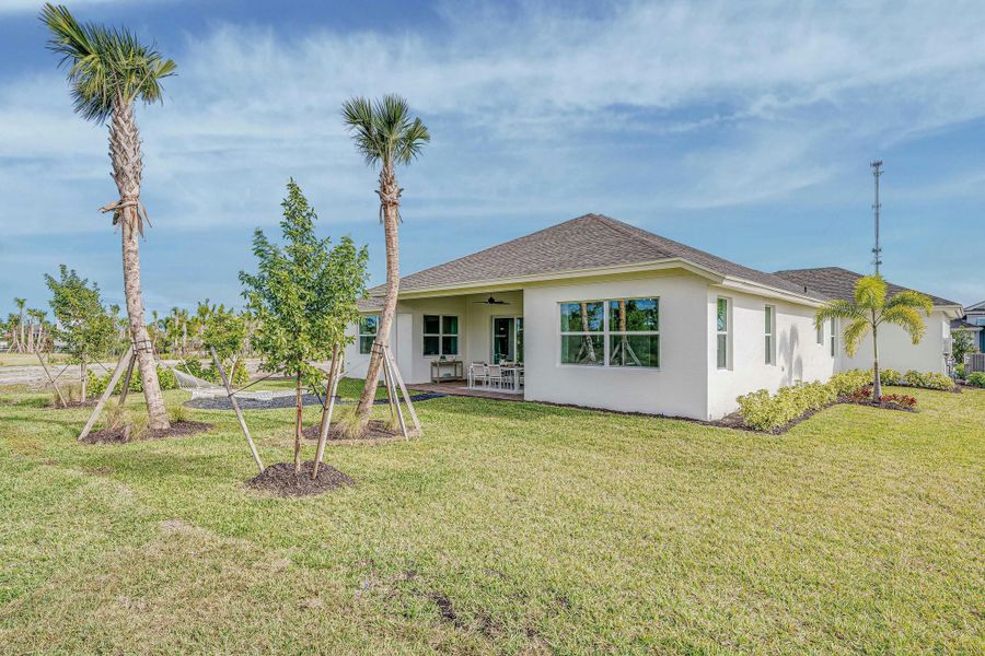 2D floor plan layout for the Aurora by GHO Homes in High Pointe, Vero Beach, FL (Image 79).