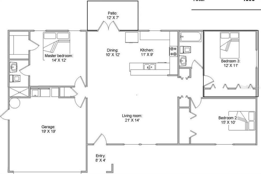 2D floor plan layout of this home in , Inverness, FL (Image 3).