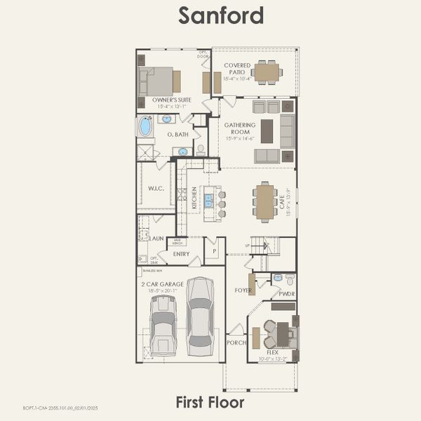 2D floor plan layout for the Sanford by Pulte Homes in Parks of Village Creek, Burleson, TX (Image 26).