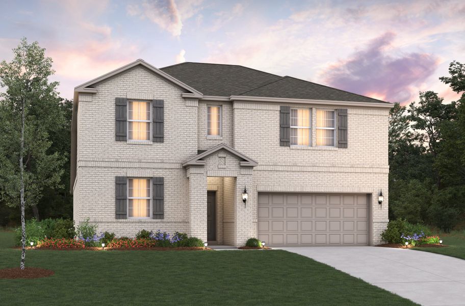 Representative exterior photo of a completed home built from the Rainier by Beazer Homes in Stark Farms, Denton, TX (Image 2). Representative exterior photo of a completed home built from the Rainier by Beazer Homes in Stark Farms, Denton, TX (Image 2).