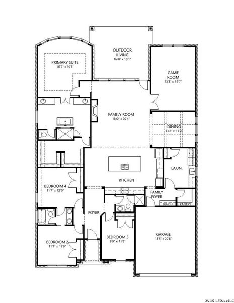 2D floor plan layout of this home in Haby Hill 60s, San Antonio, TX (Image 5).