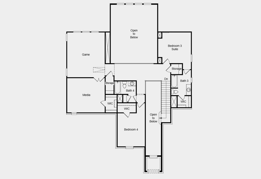 2D floor plan layout for the Rainey by Taylor Morrison in Silverleaf 60s, Cedar Creek, TX (Image 4).