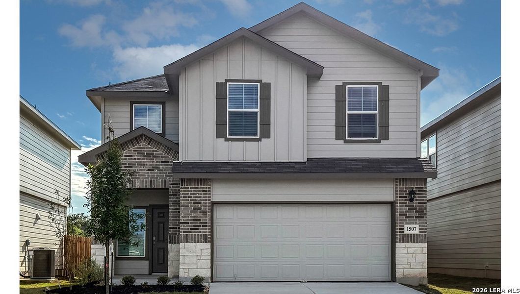 Front exterior of a new home in Veranda, San Antonio, TX, highlighting curb appeal (Image 2). Front exterior of a new home in Veranda, San Antonio, TX, highlighting curb appeal (Image 2).