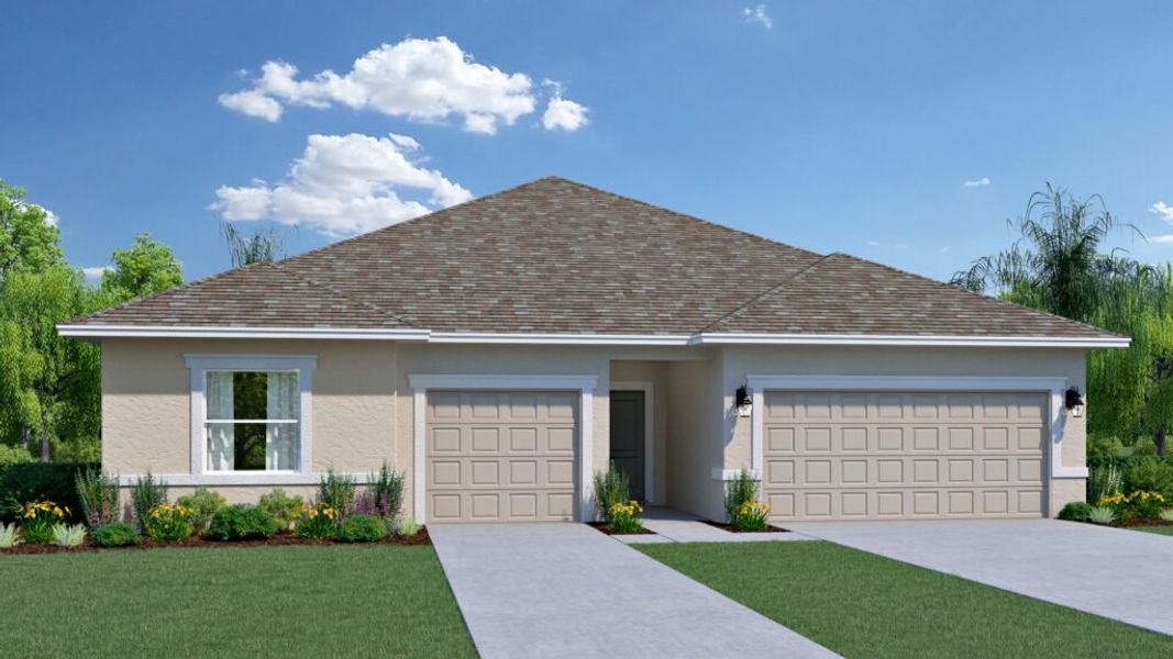 Representative exterior photo of a completed home built from the Symphony by Holiday Builders in Spirit Of Sebastian, Sebastian, FL (Image 1). Representative exterior photo of a completed home built from the Symphony by Holiday Builders in Spirit Of Sebastian, Sebastian, FL (Image 1).