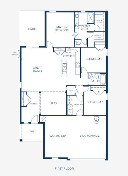 2D floor plan layout for the Ashton by Maronda Homes in Enclave At Seminole Palms, Palm Coast, FL (Image 4).