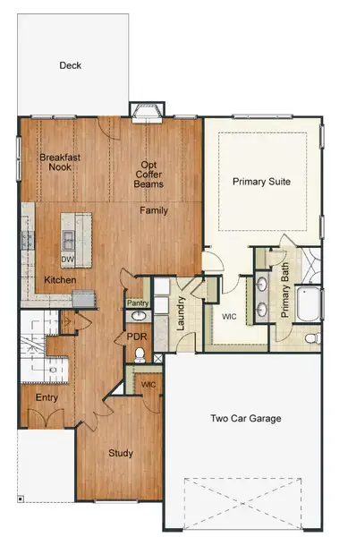 2D floor plan layout for the Hampton by Keystone Homes NC in Weybridge, Burlington, NC (Image 4).