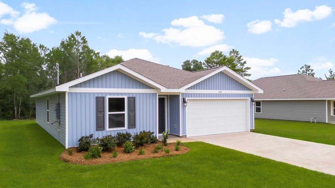 Representative exterior photo of a completed home built from the Freeport by D.R. Horton in Sunny Hills, Chipley, FL (Image 19).