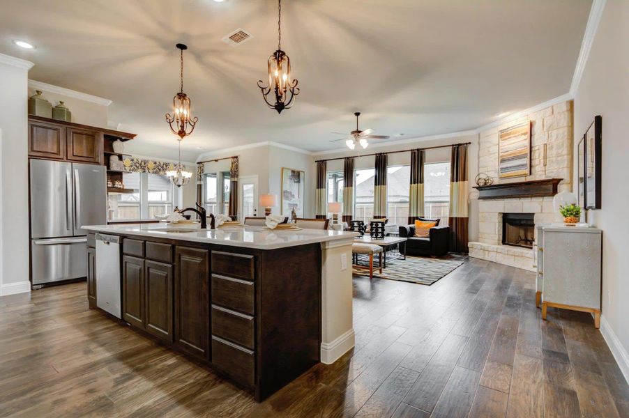 Kitchen to Family Room | Concept 2622 at Redden Farms - Signature Series in Midlothian, TX by Landsea Homes