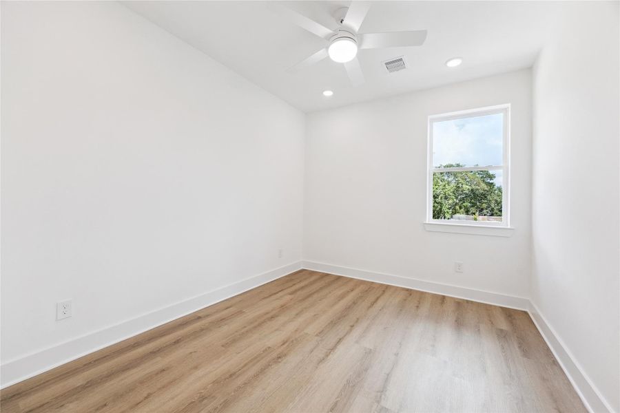 The third bedroom on the same floor as the primary suite also has it's own private bath (just out of frame to the left). The third bedroom on the same floor as the primary suite also has it's own private bath (just out of frame to the left).