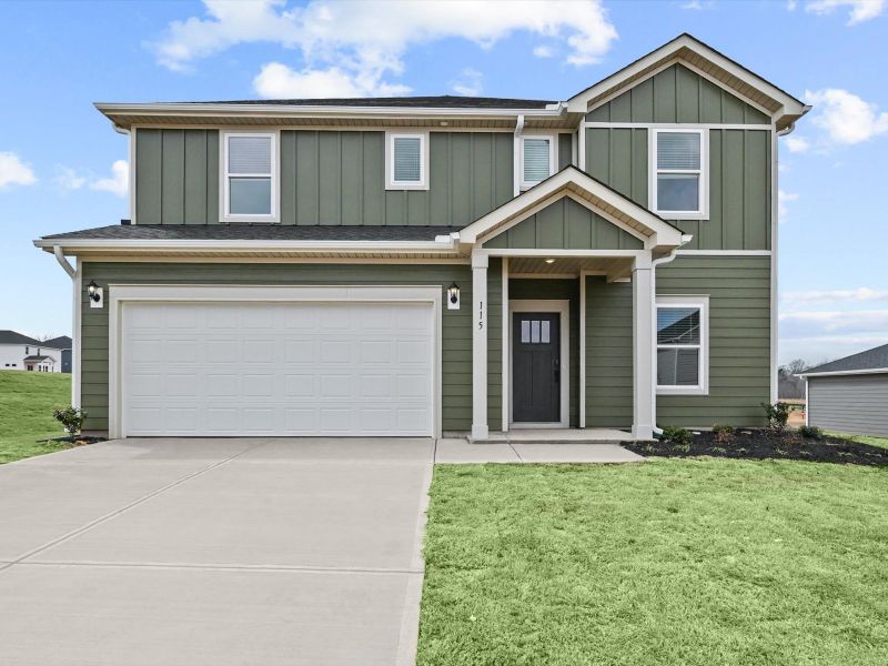 Front exterior of a new home in Ashby Woods, Boiling Springs, SC, highlighting curb appeal (Image 1). Front exterior of a new home in Ashby Woods, Boiling Springs, SC, highlighting curb appeal (Image 1).