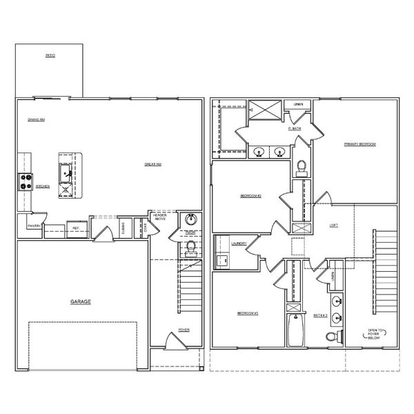 2D floor plan layout for the Beechwood A by McGuinn Homes in Blackwood Street, Greenville, SC (Image 5).