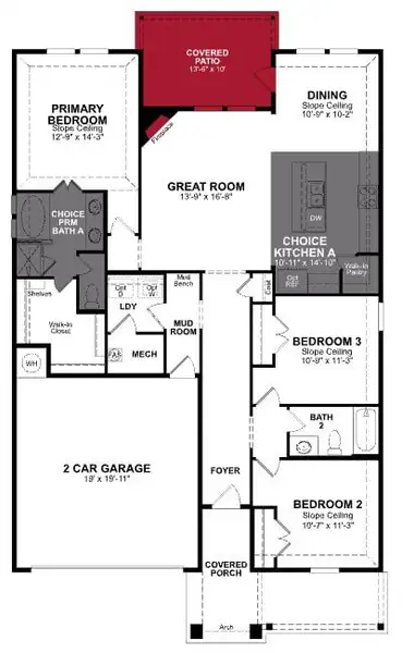 2D floor plan layout of this home in Chalk Hill, Celina, TX (Image 3).