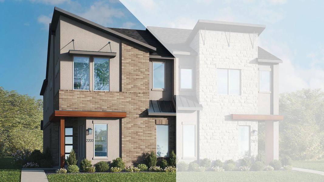 Representative exterior photo of a completed home built from the Prestonwood by DRB Homes in Collin Creek, Plano, TX (Image 2). Representative exterior photo of a completed home built from the Prestonwood by DRB Homes in Collin Creek, Plano, TX (Image 2).