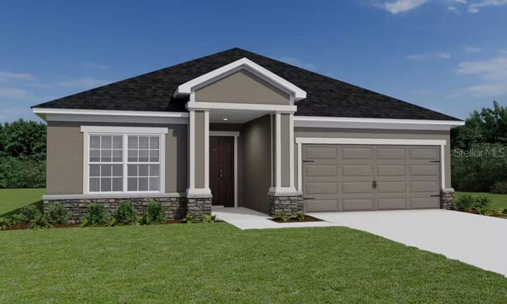 Front exterior of a new home in Lakeside Preserve, Lakeland, FL, highlighting curb appeal (Image 1). Front exterior of a new home in Lakeside Preserve, Lakeland, FL, highlighting curb appeal (Image 1).