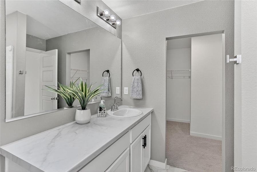 Primary Bath and walk-in closet