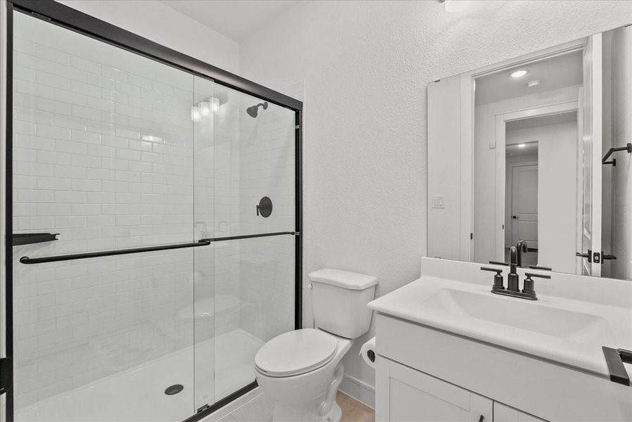 Full bath downstairs in MIL suite.