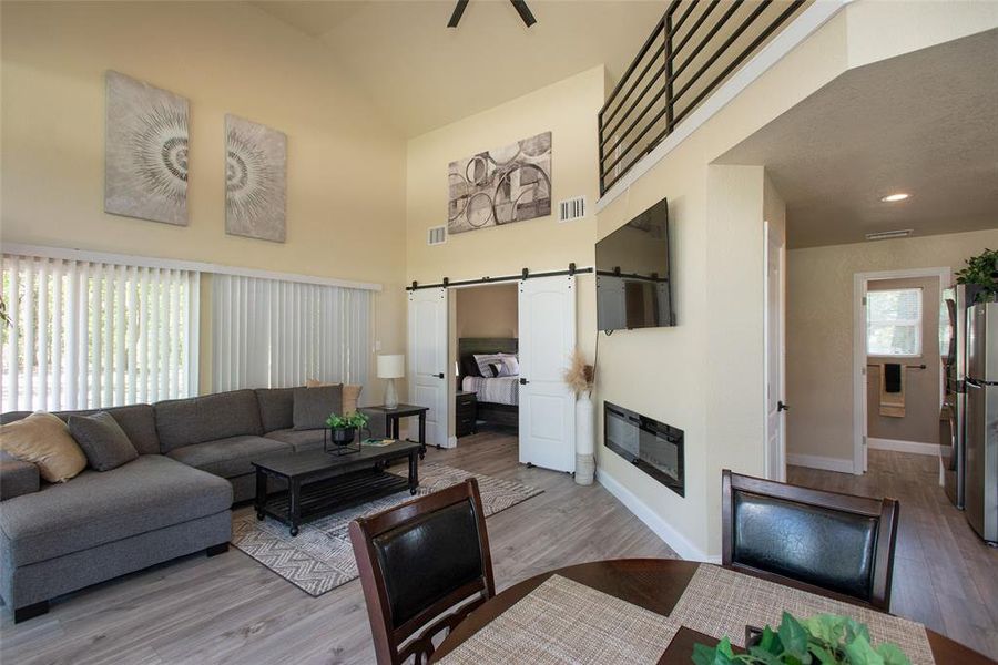 Furnished interior view inside a new home in , Log Cabin (Image 11).