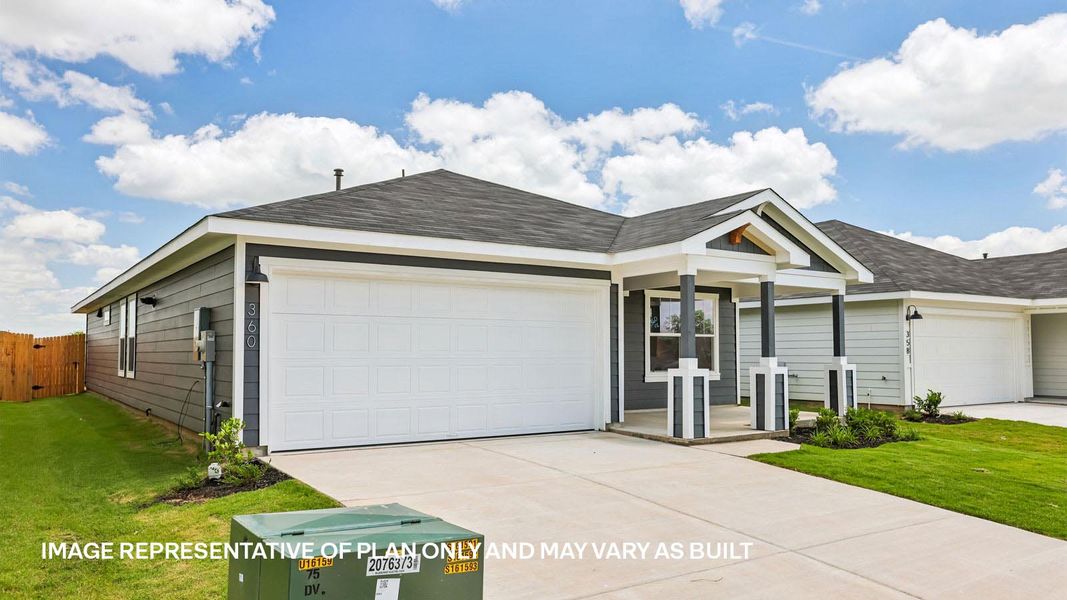 Representative exterior photo of a completed home built from the The Dalton by D.R. Horton in Valverde, Bastrop, TX (Image 20).
