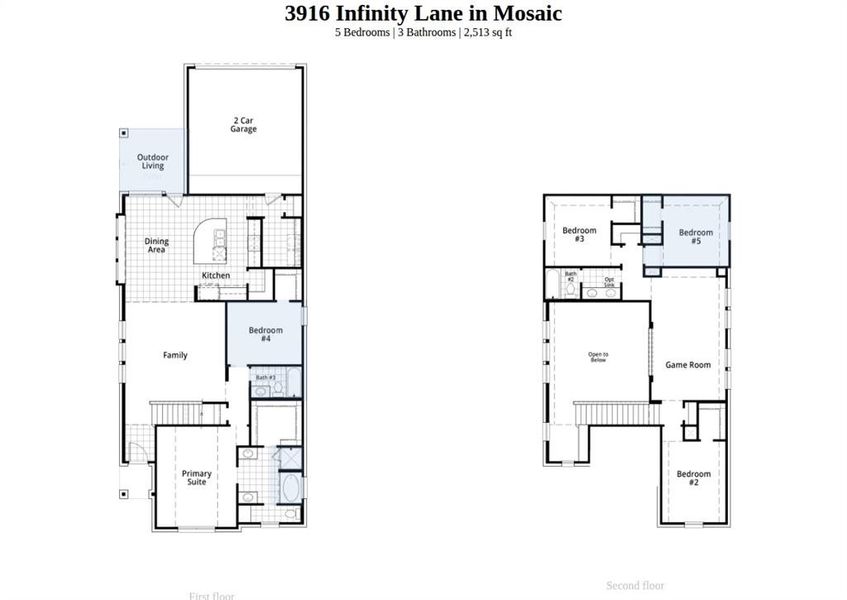 2D floor plan layout of this home in Mosaic, Celina, TX (Image 4).